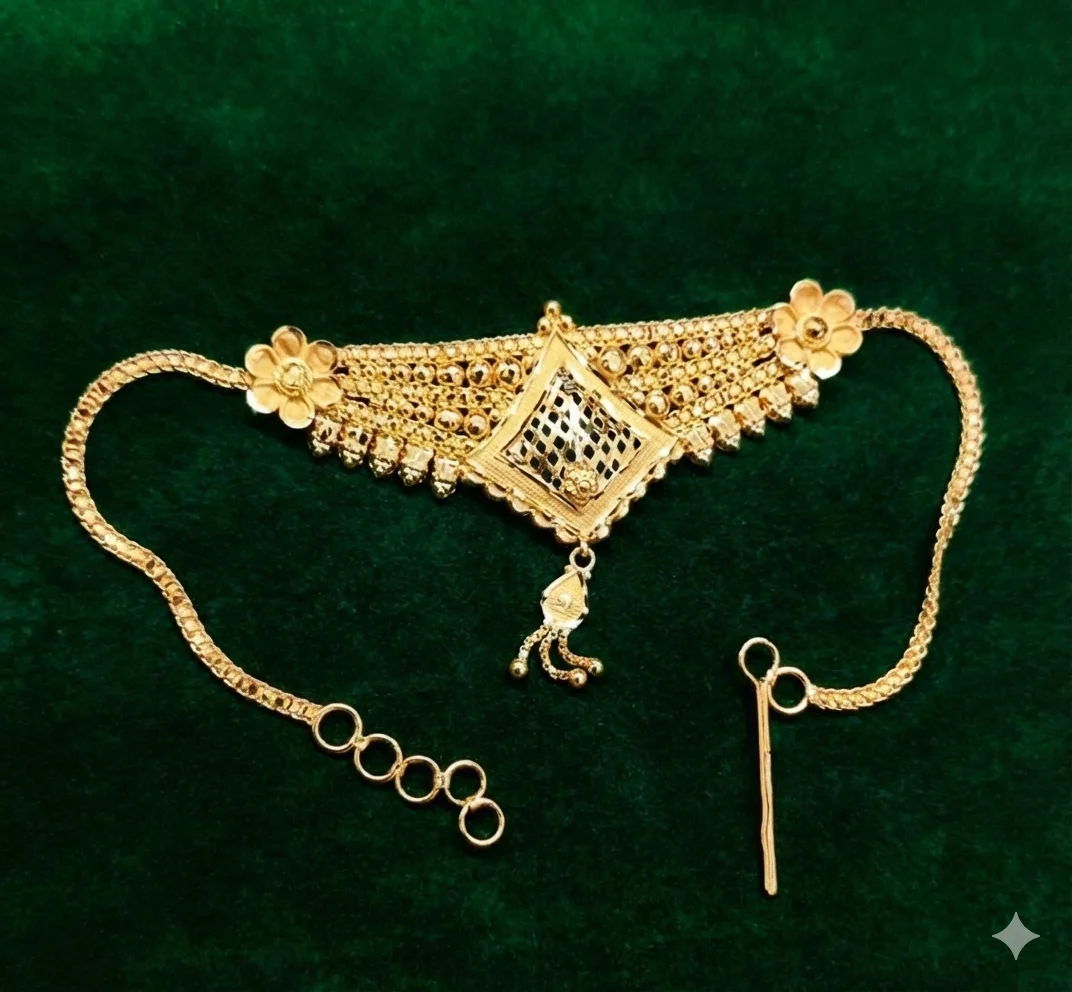 Traditional Gold Heart Pendant Necklace with Engraved Detail